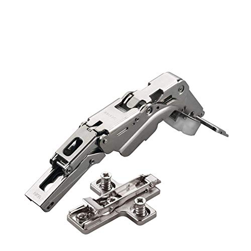 2 x Salice Topfband 155° Serie 200 (Null-Einsprung) mit Dämpfer im Topf Bohrbild T45 Eckanschlag mit Kreuz-Montageplatte Höhe 6 mm mit Euroschrauben, Exzenterverstellung Schrankscharnier von SO-TECH® von SOTECH