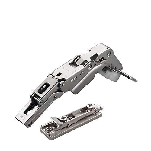 2 x Salice Topfband 155° Serie 200 (Null-Einsprung) mit Dämpfer im Topf Bohrbild T52 Eckanschlag mit Linear-Montageplatte Höhe 3 mm mit Euroschrauben, Exzenterverstellung Schrankscharnier von SO-TECH® von SOTECH