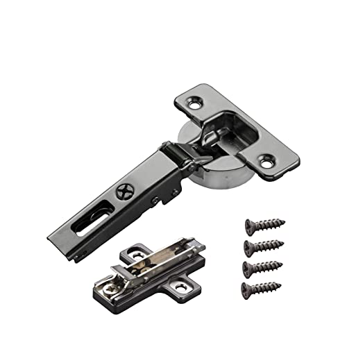 2 x Salice Topfband Serie 700 Titanium anthrazit mit Dämpfer im Topf 110° T48 Eckanschlag inkl. Kreuz-Montageplatte Höhe 6 mm mit Euroschrauben und Exzenterverstellung Schrankscharnier von SO-TECH® von SOTECH