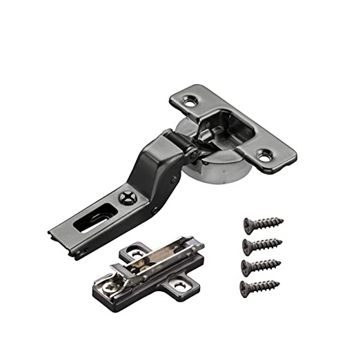 2 x Salice Topfband Serie 700 Titanium anthrazit mit Dämpfer im Topf 110° T48 Innenanschlag inkl. Kreuz-Montageplatte Höhe 3 mm mit Euroschrauben und Exzenterverstellung Topfscharnier von SO-TECH® von SOTECH