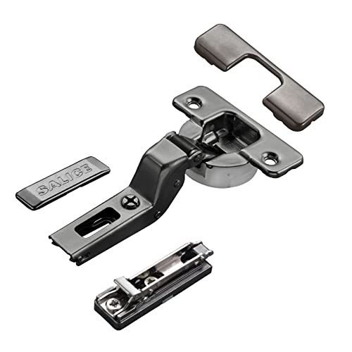 2 x Salice Topfband Serie 700 Titanium anthrazit mit Dämpfer im Topf 110° T48 Innenanschlag inkl. Linear-Montageplatte Höhe 3 mm mit Exzenterverstellung und Abdeckkappenset Topfscharnier von SO-TECH® von SOTECH