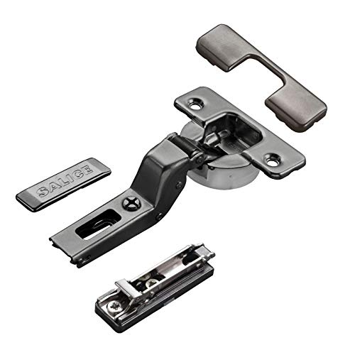 2 x Salice Topfband Serie 700 Titanium anthrazit mit Dämpfer im Topf 110° T48 Innenanschlag inkl. Linear-Montageplatte Höhe 6 mm mit Exzenterverstellung und Abdeckkappenset Topfscharnier von SO-TECH® von SOTECH