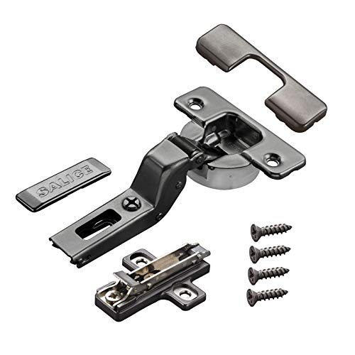 2 x Salice Topfband Serie 700 Titanium anthrazit mit Dämpfer im Topf 110° T48 Innenanschlag mit Montageplatte Höhe 3 mm, Euroschrauben, Exzenterverstellung, Abdeckkappen Schrankscharnier von SO-TECH® von SOTECH