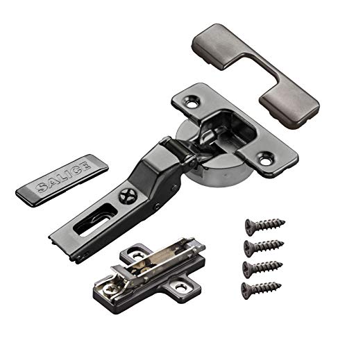 2 x Salice Topfband Serie 700 Titanium anthrazit mit Dämpfer im Topf 110° T48 Mittelanschlag inkl. Kreuz-Montageplatte Höhe 3 mm mit Euroschrauben, Exzenterverstellung und Abdeckkappenset von SO-TECH® von SOTECH
