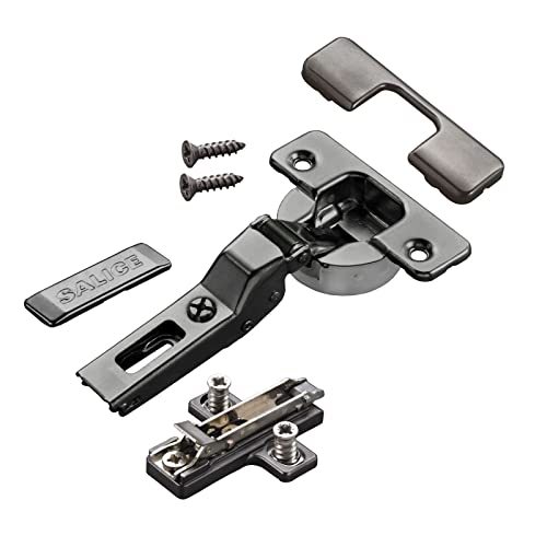 2 x Salice Topfband Serie 700 Titanium anthrazit mit Dämpfer im Topf 110° T48 Mittelanschlag inkl. Kreuz-Montageplatte Höhe 3 mm mit Exzenterverstellung und Abdeckkappenset Möbelscharnier von SO-TECH® von SOTECH