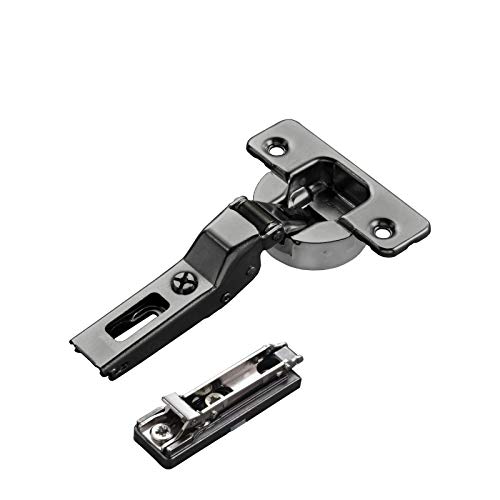 2 x Salice Topfband Serie 700 Titanium anthrazit mit Dämpfer im Topf 110° T48 Mittelanschlag inkl. Linear-Montageplatte Höhe 3 mm mit Euroschrauben und Exzenterverstellung Möbelscharnier von SO-TECH® von SOTECH