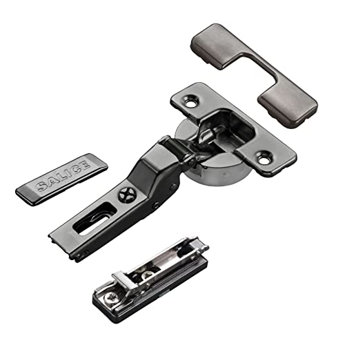 2 x Salice Topfband Serie 700 Titanium anthrazit mit Dämpfer im Topf 110° T48 Mittelanschlag inkl. Linear-Montageplatte Höhe 3 mm mit Exzenterverstellung und Abdeckkappen Möbelscharnier von SO-TECH® von SOTECH