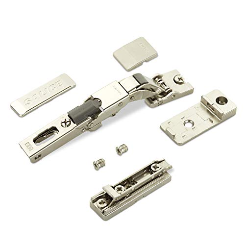 2 x Salice Universalscharnier Push Open mit Negativfeder für dünne Türen ab 8 mm Stärke 110° mit Linear-Montageplatte Höhe 3 mm mit Euroschrauben, Exzenterverstellung von SOTECH