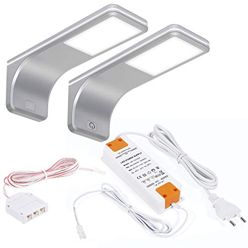 2er SET JUNKER Lighting LED Unterbauleuchten VIOLA 4000K neutralweiß (12V 3,5W 160 x 55 x 60,5 mm) inkl. Trafo und Touch Dimmer/Anschlußfertiges Plug & Play Set von SOTECH