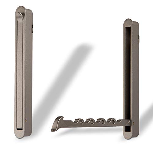 2er Set Klapphaken ELBA moderner Garderobenhaken Kleiderlüfter Kleiderhaken klappbar zum Einlassen / 140 x 16/128 mm/Edelstahl-Optik Einlasshaken von SO-TECH® von SOTECH