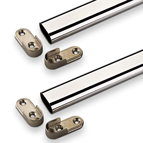 2er Set Kleiderstangen 1500 mm OVAL 30 x 15 mm verchromt Schrankstangen Garderobenstangen inkl. Schrankstangenlager von SO-TECH® von SOTECH