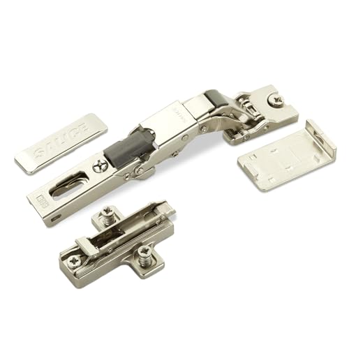 2er Set Salice Push Open Universalscharnier 110° für Glas- und Spiegeltüren inkl. Kreuzplatte Höhe 6 mm mit Euroschrauben, Exzenterverstellung, Möbelscharniere mit Abdeckkappen von SOTECH
