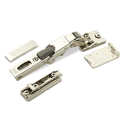 2er Set Salice Push Open Universalscharnier 110° für Glas- und Spiegeltüren inkl. Linearplatte Höhe 3 mm mit Euroschrauben, Exzenterverstellung, Glastürscharniere mit Abdeckkappen von SOTECH