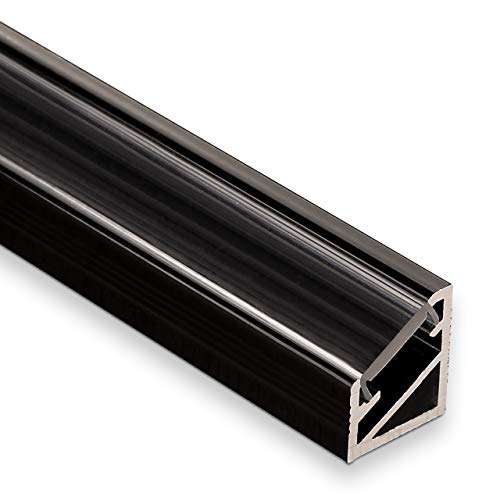 3 Stück LED Profil-66 Eckprofil schwarz mit klarer Abdeckung 2000 x 14,5 x 16,5 mm von SO-TECH® von SOTECH