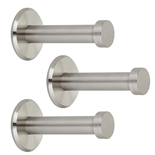 3 x Garderobenhaken TALEA echt Edelstahl massiv Ø 10/15 mm Länge 50 mm Gesamtlänge 53 mm mit Platte Garderobe Kleiderhaken von SO-TECH® von SOTECH