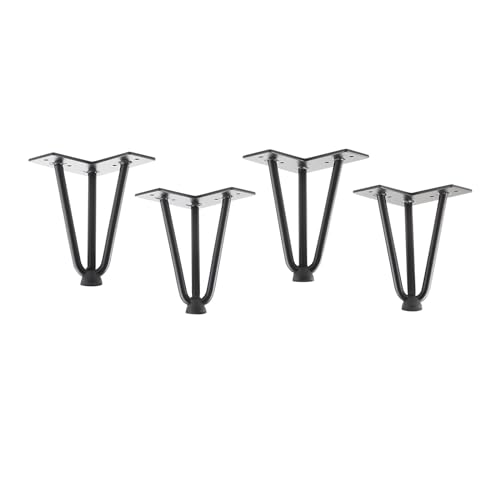 4 Stück Haarnadelbeine schwarz 150 mm 3 Streben Hairpin Legs Möbelbeine für Sofas und Schränke Möbelfuß von SO-TECH® von SOTECH