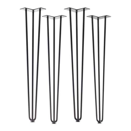 4 Stück Haarnadelbeine schwarz 710 mm 3 Streben Hairpin Legs Tischbeine für Esstische und Barhocker Stützfuß von SO-TECH® von SOTECH