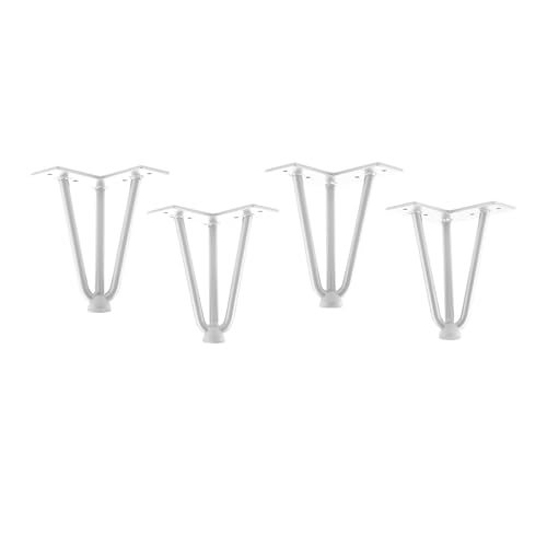 4 Stück Haarnadelbeine weiß 150 mm 3 Streben Hairpin Legs Möbelbeine für Sofas und Schränke Möbelfuß von SO-TECH® von SOTECH