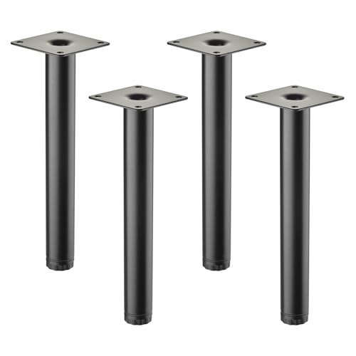 4 Stück SOTECH Möbelfüße LIMA Höhe 200 mm, Ø 25 mm Höhenverstellbar 10 mm schwarz matt Vitrinenfüße Sockelfüße Schrankfüße von SOTECH