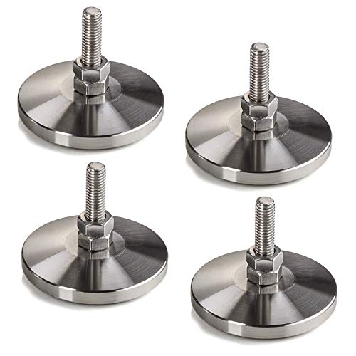 4 Stück Verstellschrauben M8 x 30 mm Ø 40 mm echt Edelstahl (SS201) höhenverstellbar mit Gummi-Fußteil Möbelfüße Verstellfüße Stellfüße Sockelfüße Möbeljustierschrauben von SOTECH von SOTECH