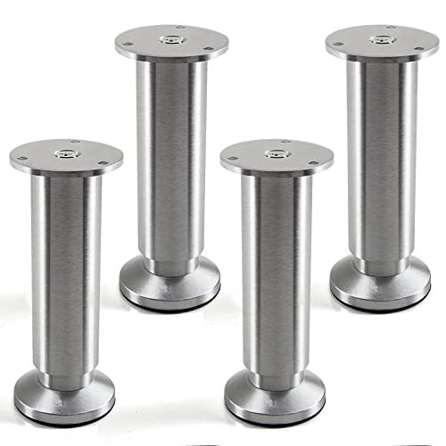 4er Set Möbelfüße Alpha verstellbar Bettfüße Alu gebürstet, belastbar bis 250 Kg, Höhe: 150 mm von SO-TECH von SOTECH