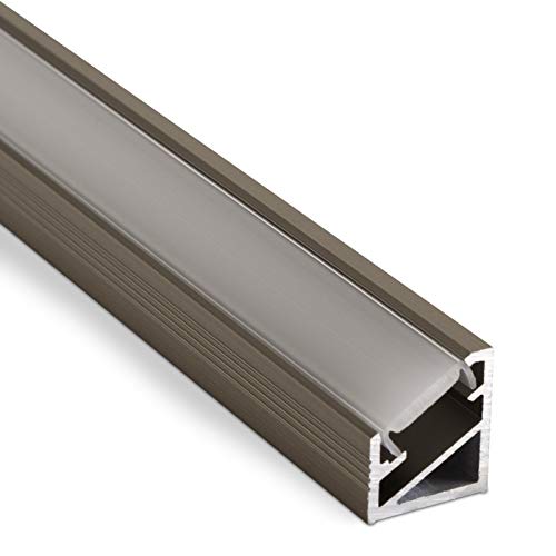 5 Stück LED Profil-66 Edelstahloptik mit opalfarbiger Abdeckung 2000 x 14,5 x 16,5 mm für LED Streifen Aluminium Eckprofil Stripes von SO-TECH® von SOTECH