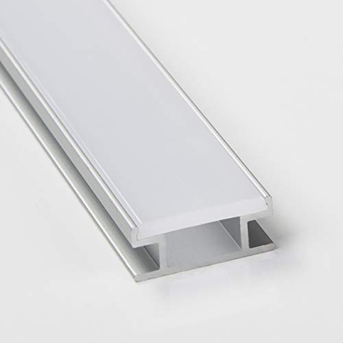 5 Stück SO-TECH® Einlass LED-Profil-77 | 2000 x 19,4 mm mit opaler Abdeckung | Bodenmontage/Montage in Fliesenboden | trittsicher von SOTECH
