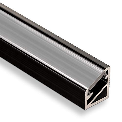 5 Stück LED Profil-66 Eckprofil schwarz mit opaler Abdeckung 2000 x 14,5 x 16,5 mm von SO-TECH® von SOTECH