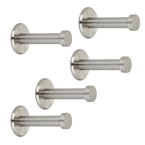 5 x Garderobenhaken TALEA echt Edelstahl massiv Ø 10/15 mm Länge 50 mm Gesamtlänge 53 mm mit Platte Garderobe Kleiderhaken von SO-TECH® von SOTECH