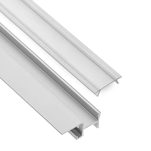 5 x LED Profil-49 Glaskantenprofil für 3 LED Streifen (oben/unten/innen) bis 10 mm Breite Aluminium eloxiert 2 m für 8-12 mm Glasplattenstärke mit klarer Abdeckung Glasplatten-Profil von SO-TECH® von SOTECH