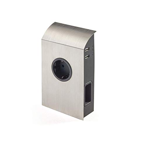 Anbausteckdose (1 x Schukosteckdose / 2 x Eurosteckdose / 2 x USB-Anschluß) Edelstahloptik inkl. Stecker Unterbausteckdose Steckdosenelement von SO-TECH® von SOTECH