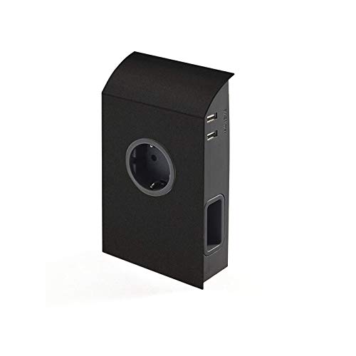 Anbausteckdose (1 x Schukosteckdose / 2 x Eurosteckdose / 2 x USB-Anschluß) schwarz inkl. Stecker Unterbausteckdose Steckdosenelement von SO-TECH® von SOTECH