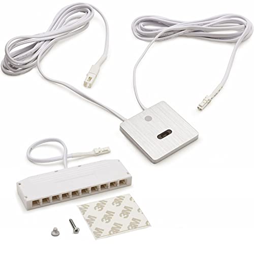 Domus Line Dimmbarer Aluminium Touchless-Schalter FUN D-MOTION (gebürstet, 50 x 58 x 5 mm, 12V, mit 10-fach Verteiler, Micro12) von SOTECH von SOTECH