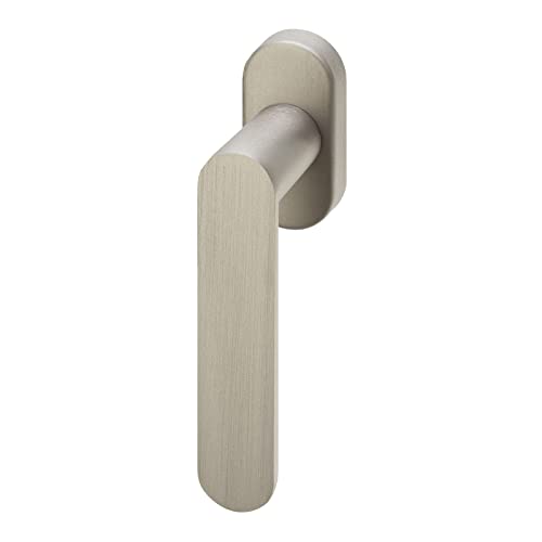Fenstergriff SAM Edelstahloptik Fensterolive auf Oval-Rosette Fensterbeschlag Rasterolive mit Befestigungsmaterial von Sotech von SOTECH
