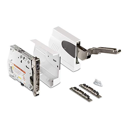 Klappenbeschlag Blum® AVENTOS HK 20K2300 (LF 480-1500) mit Blumotion für Hochklappen Öffnungswinkel 107° inkl. Abdeckkappen seidenweiß und Frontbefestigungsset von SOTECH
