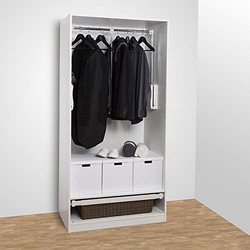 SO-TECH® Kleiderlift Kleiderstange breitenanpassbar von 645 - 910 mm weiß (Beschlag ohne Schrank!) von Sotech