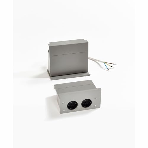 SO-TECH® Linero MosaiQ eBoxx Set 2-fach-Steckdose (DE) für Küchenreling Titangrau von SOTECH