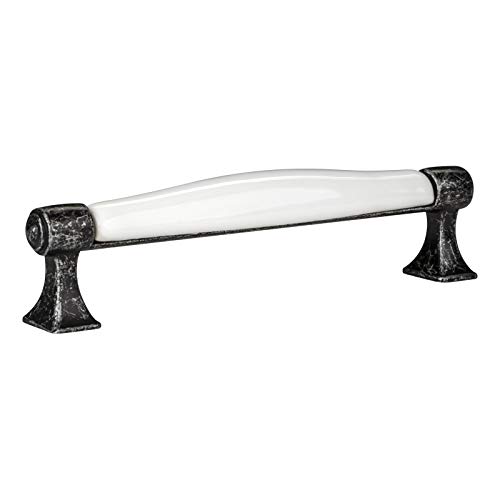 SO-TECH® Stilgriff MARIE Porzellan Weiß Schubladengriff Altsilberoptik BA 128 mm von SOTECH