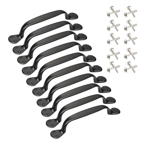SOTECH 10 Stück Möbelgriffe Erik BA 96 mm schwarz (143,5 x 22,7 x 25 mm) Stilgriffe für rustikale Nachttische, Kommoden und andere Möbelstücke von SOTECH