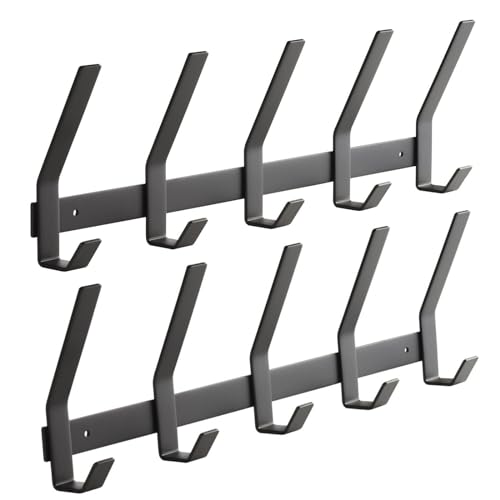 SOTECH 2er Set Blackline ALBA (groß) Hakenleisten 450 mm mit 5 Haken schwarz pulverbeschichtet Garderobenleisten von SOTECH