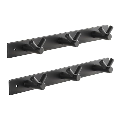 SOTECH 2er Set Blackline CORA V Hakenleisten 257 mm mit 3 Haken schwarz pulverbeschichtet Garderoben Kleiderhaken von SOTECH