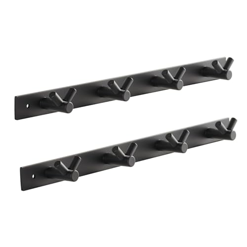 SOTECH 2er Set Blackline CORA V Hakenleisten 345 mm mit 4 Haken schwarz pulverbeschichtet Garderobenleisten von SOTECH