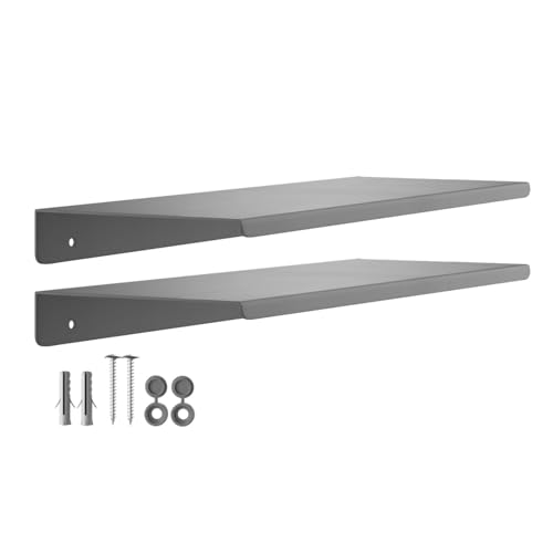 SOTECH 2er Set Design Wandboard HOVER-IV 350 x 130 x 30 mm anthrazit, Wandmontage, Schwebe-Regal inkl. Befestigungsset, moderne Ablage für Bad Küche oder Wohnzimmer von SOTECH