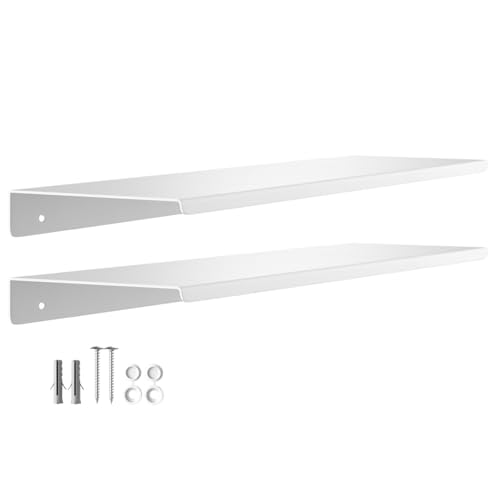 SOTECH 2er Set Design Wandboard HOVER-V 450 x 130 x 30 mm weiß, Wandmontage, Bücherregal inkl. Befestigungsset, moderne Ablage für Bad Küche oder Wohnzimmer von SOTECH