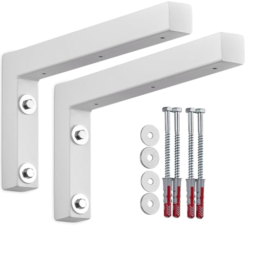 SOTECH 2er Set Wandkonsole in L-Form (300 x 150 x 30 mm, weiß matt pulverbeschichtet), hochwertige Regalwinkel zur Wandmontage, besonders geeignet für DIY-Projekte von SOTECH