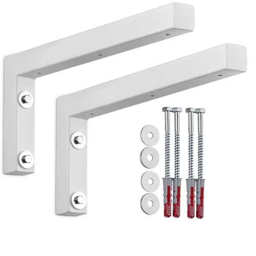 SOTECH 2er Set Wandkonsole in L-Form (350 x 150 x 30 mm, weiß matt pulverbeschichtet), hochwertige Regalbodenträger zur Wandmontage, besonders geeignet für DIY-Projekte von SOTECH