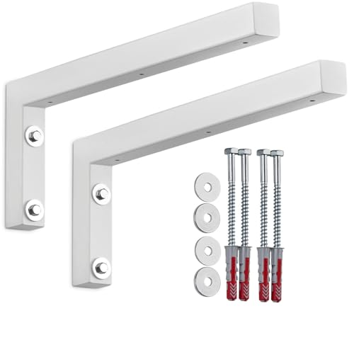 SOTECH 2er Set Wandkonsole in L-Form (400 x 150 x 30 mm, weiß matt pulverbeschichtet), hochwertige Regalträger zur Wandmontage, besonders geeignet für DIY-Projekte von SOTECH