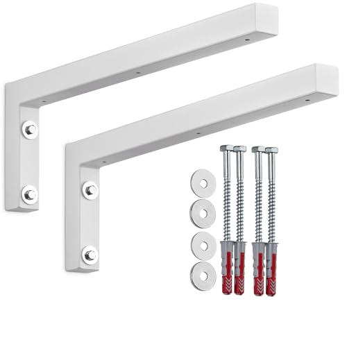 SOTECH 2er Set Wandkonsole in L-Form (450 x 150 x 30 mm, weiß matt pulverbeschichtet), hochwertige Regalhalter zur Wandmontage, besonders geeignet für DIY-Projekte von SOTECH