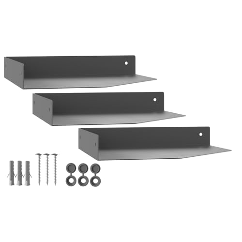 SOTECH 3er Set Design Eckregal HOVER-IX 200 x 200 x 30 mm anthrazit, Wandmontage, Wandboard inkl. Befestigungsset, modernes Wandboard für Bad Küche oder Wohnzimmer von SOTECH