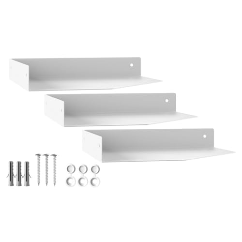 SOTECH 3er Set Design Eckregal HOVER-IX 200 x 200 x 30 mm weiß, Wandmontage, Bücherregal inkl. Befestigungsset, modernes Wandboard für Bad Küche oder Wohnzimmer von SOTECH